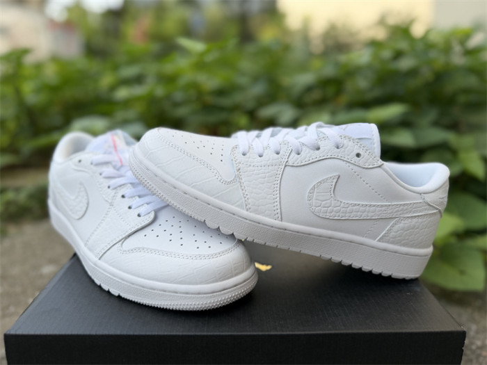 Authentic Air Jodan 1 Low Golf White Crocodile GS