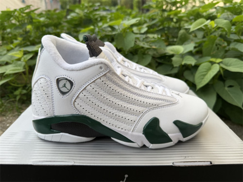 Authentic Air Jordan 14 Retro White Forest Green