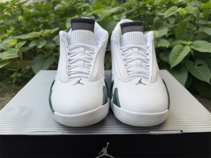 Authentic Air Jordan 14 Retro White Forest Green
