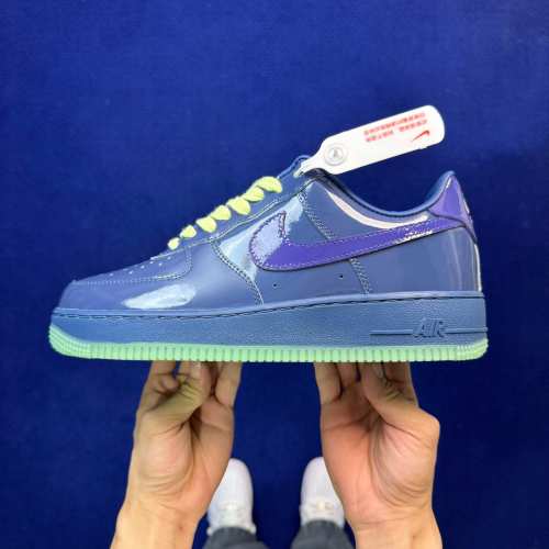 Authentic Nike Air Force 1 Low Patent Leather Mystic Navy Grape Ice