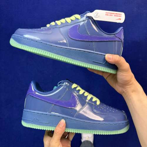 Authentic Nike Air Force 1 Low Patent Leather Mystic Navy Grape Ice