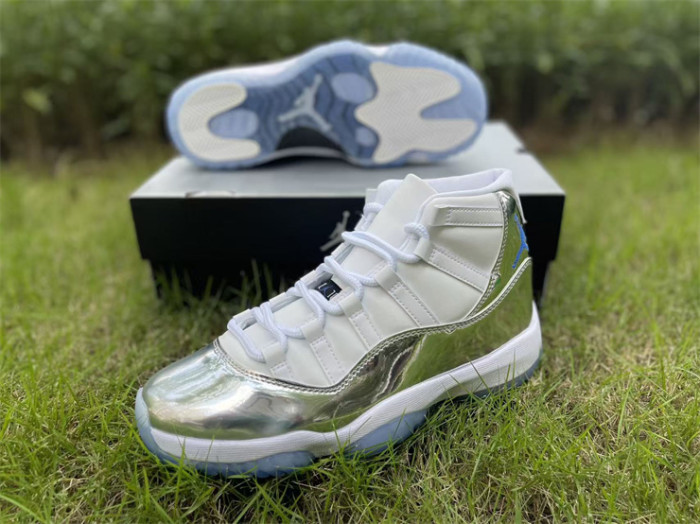 Authentic Air Jordan 11 White Silver