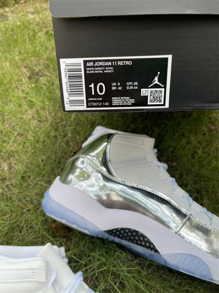 Authentic Air Jordan 11 White Silver