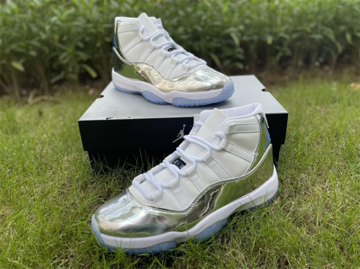 Authentic Air Jordan 11 White Silver