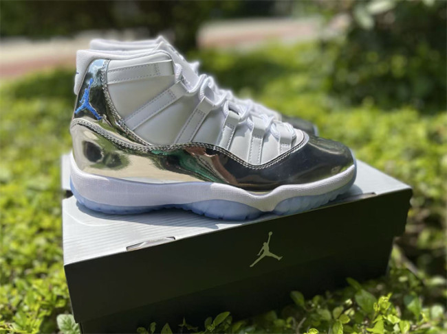 Authentic Air Jordan 11 White Silver