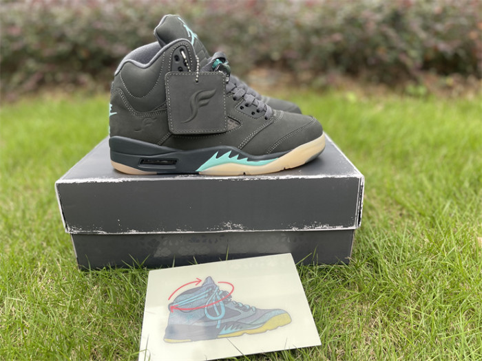 Authentic Air Jordan 5 Retro SoleFly Black Aurora Green
