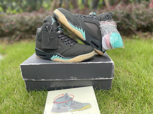 Authentic Air Jordan 5 Retro SoleFly Black Aurora Green