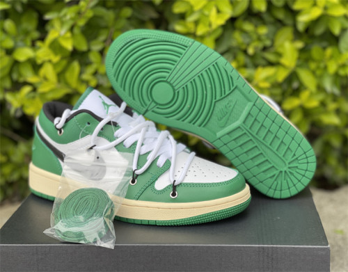 Authentic Air Jordan 1 Low White Green GS