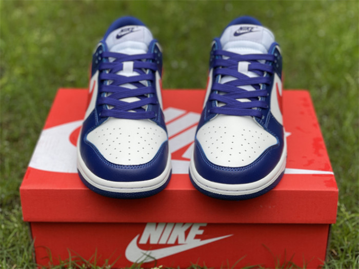 Authentic Nike Dunk Low White Blue Red