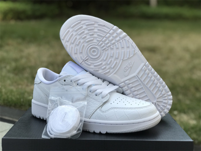 Authentic Air Jordan 1 Low Golf “White Croc”