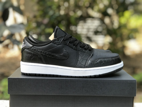 Authentic Air Jordan 1 Low Golf “Black Croc”