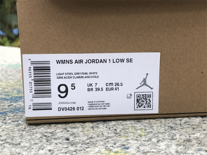 Authentic Air Jordan 1 Low SE “Light Steel Grey” Women Shoes