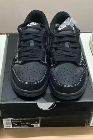 Authentic Travis Scott x Air Jordan 1 Low OG “Black Phantom”Kids Shoes