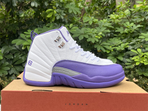 Authentic Air Jordan 12 White Purple