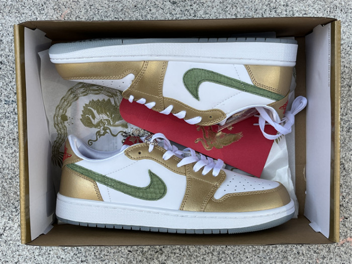 Authentic Air Jordan 1 Low SE “Chinese New Year” White Gold