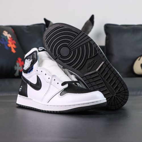 Authentic  fragment x Union LA x Air Jordan 1 High White Black GS