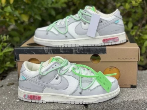 Authentic OFF-WHITE x Nike Dunk Low “The 50” Beige  Mint Green