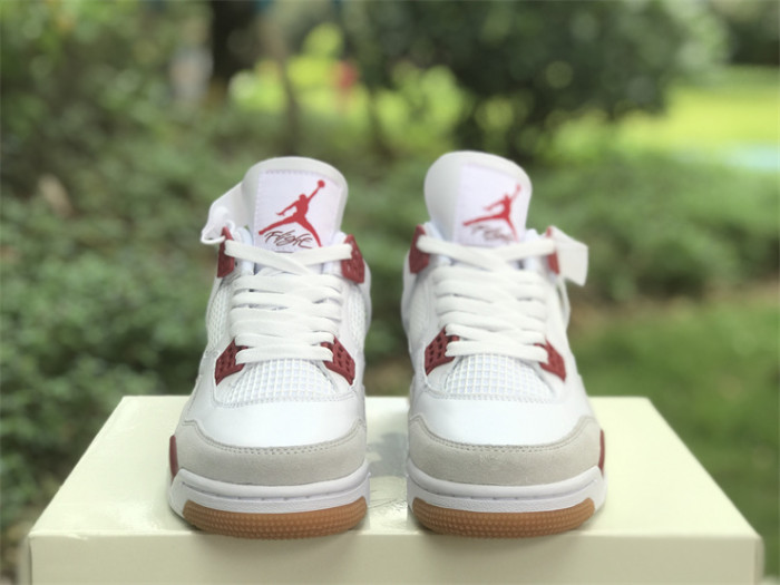 Authentic Nike SB x Air Jordan 4 White Dark Red
