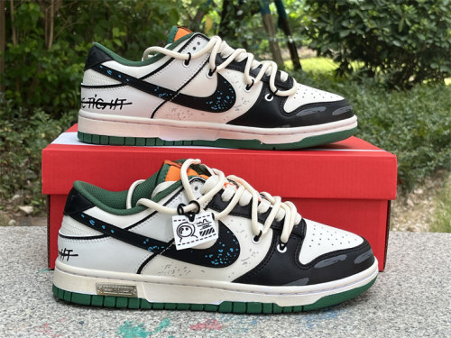 Authentic Nike Dunk Low White Black Green