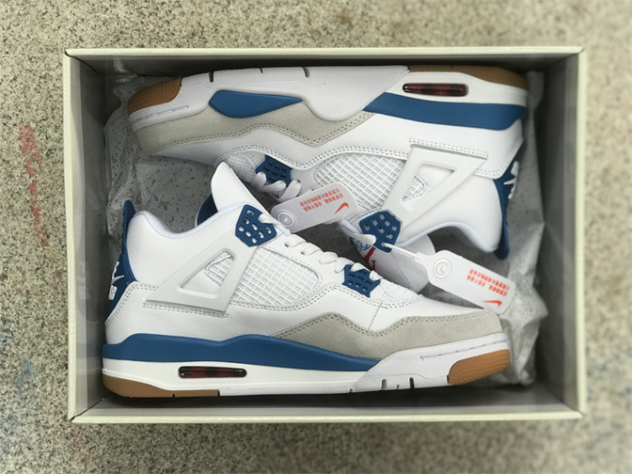 Authentic Nike SB x Air Jordan 4 White Blue