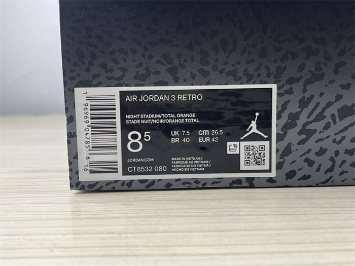 Authentic Air Jordan 3 “Fear”2023