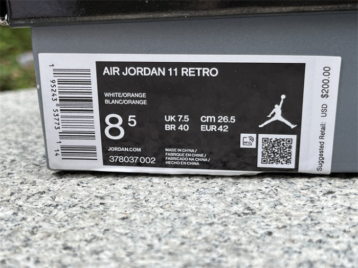 Authentic Air Jordan 11 White Orange