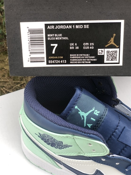 Authentic Air Jordan 1 Mid “Blue Mint”