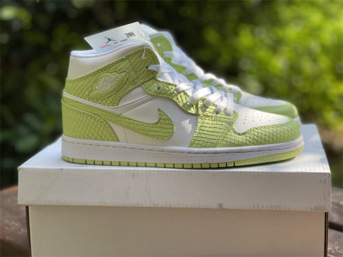 Authentic Air Jordan 1 Mid SE “Green Python”