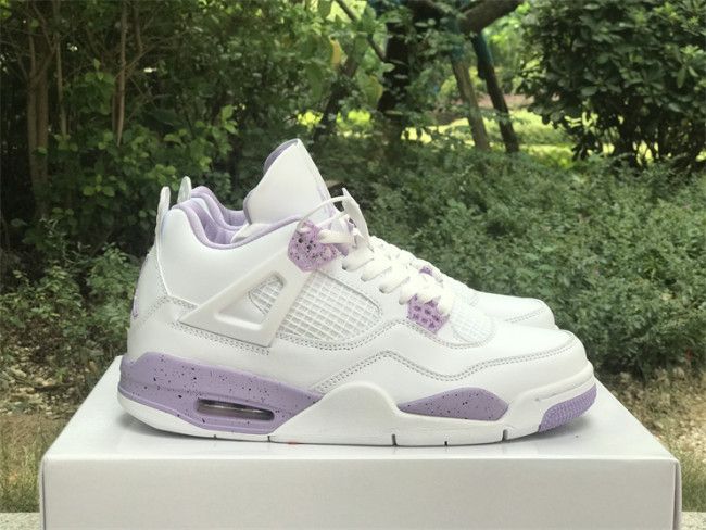 Authentic Air Jordan 4 White Purple