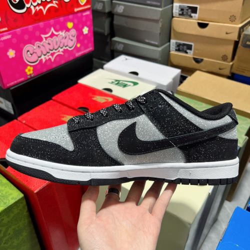 Authentic Nike Dunk Black Grey Glitter Shoes