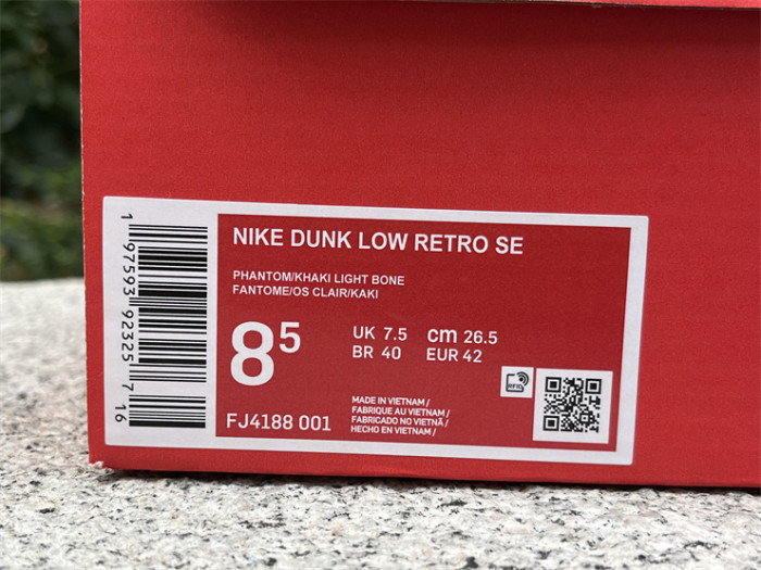 Authentic Nike Dunk Low Phantom Khaki Light Bone Shoes