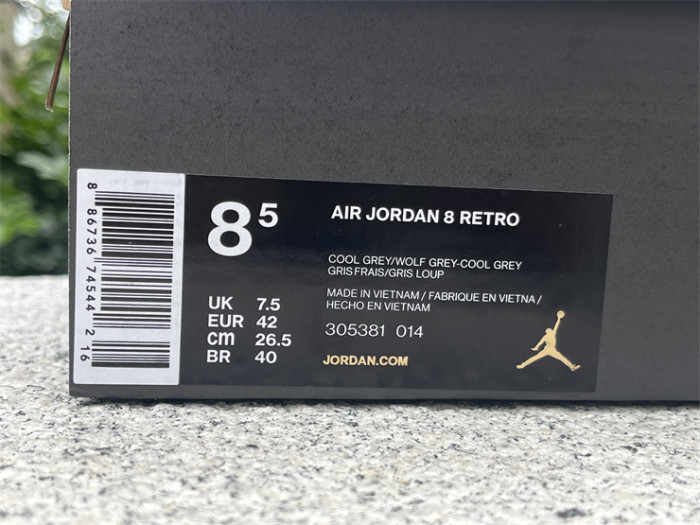 Authentic Air Jordan 8 “Cool Grey”