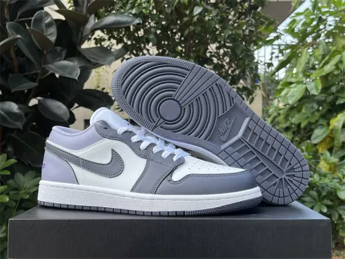 Authentic Air Jordan 1 Low White Purple