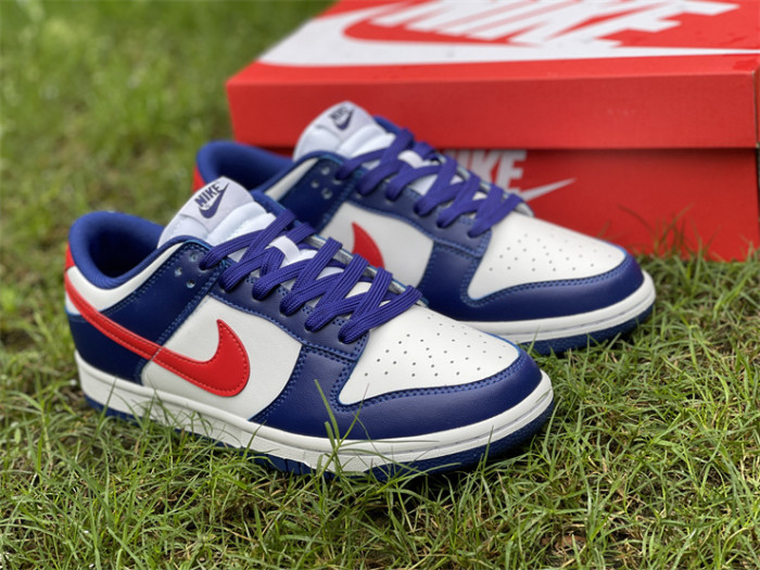 Authentic Nike Dunk Low White Blue Red