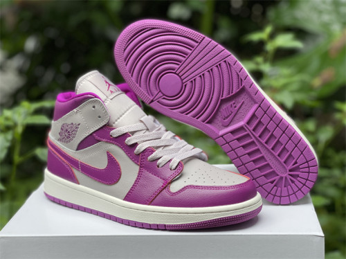 Authentic Air Jordan 1 Mid Purple Grey GS