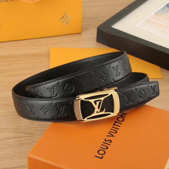 Super Perfect Quality LV Belts(100% Genuine Leather Steel Buckle)-4543