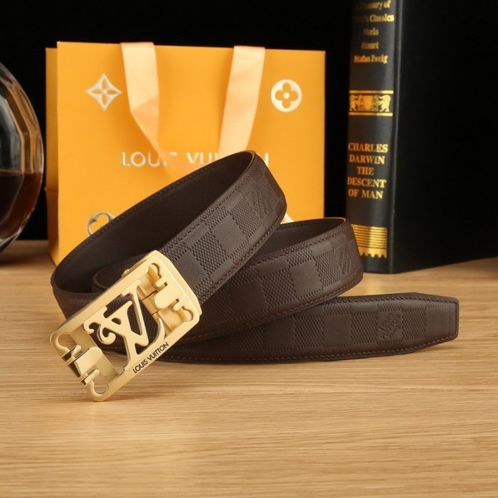 Super Perfect Quality LV Belts(100% Genuine Leather Steel Buckle)-4495