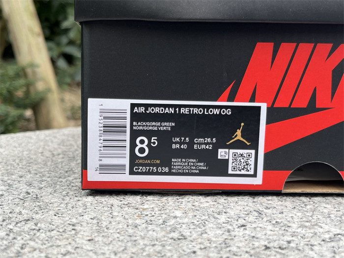 Authentic  Air Jordan 1 Low  “Gorge Green”