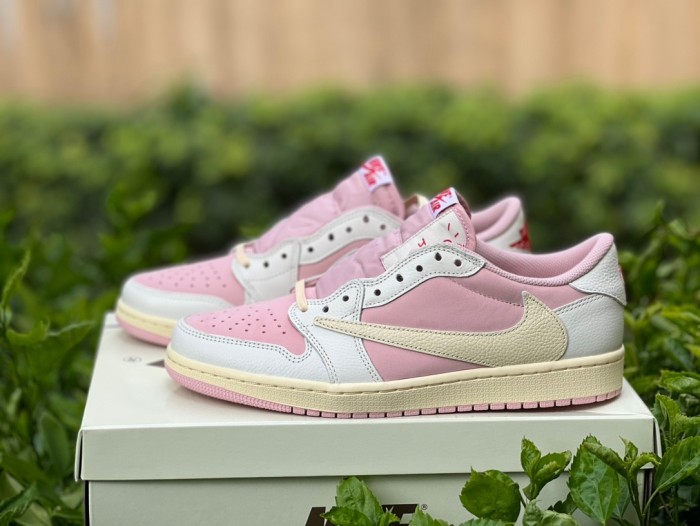 Authentic Travis Scott x Air Jordan 1 Low OG  Shy Pink