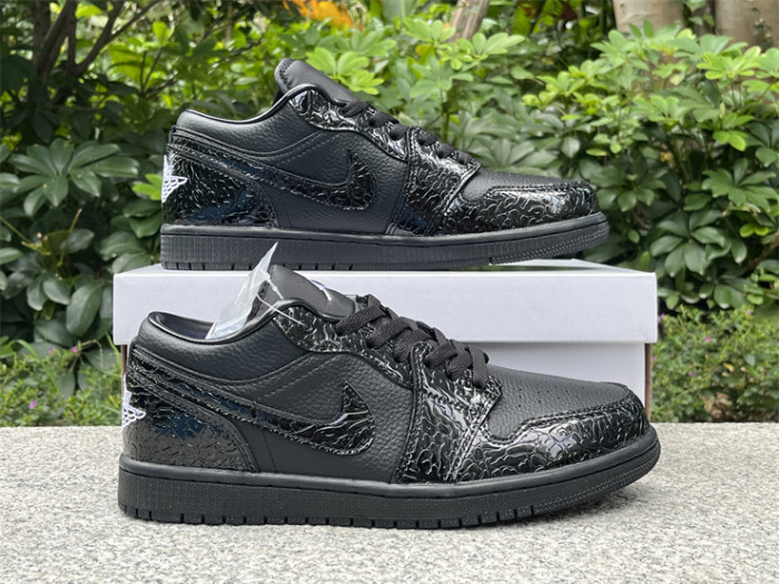 Authentic Air Jordan 1 Low “Black Croc”  Women