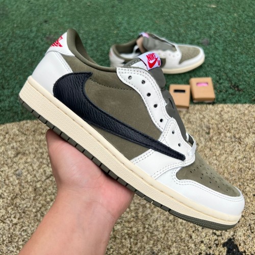 Authentic Travis Scott x Air Jordan 1 Low “Medium Olive”     GS