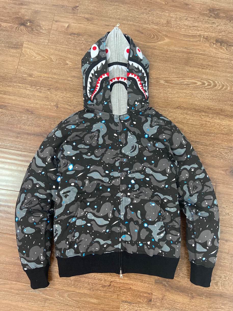 [buy more save more]1:1 bape double hood star camo shark hoodie