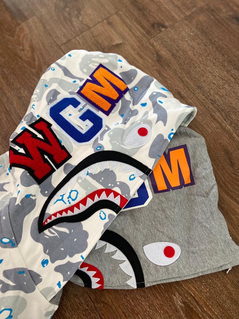 [buy more save more]1:1 bape double hood star camo shark hoodie