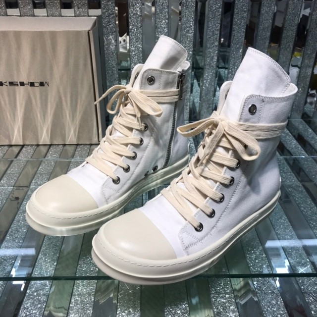 [buy more save more]Rick 0wens 2021 canvas hi shoes sneaker grey & white & black
