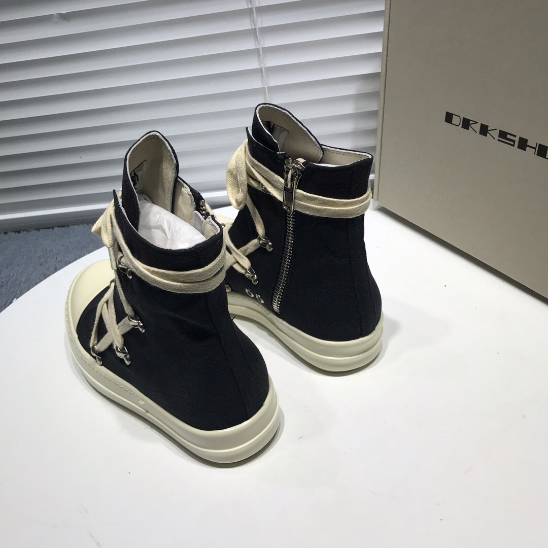 rick 0wens cross shoelaces canvas hi shoes sneaker [this pair of shoes needs to be made to order custom made time is about 10 days]