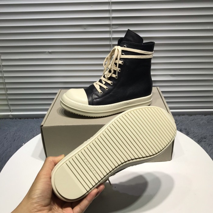 Rick 0wens leather hi sneaker shoes [This pair of shoes needs to be made to order Custom made time is about 10 days]