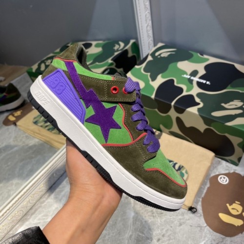 [Special offer items]Bape sta sneaker green & purple leather shoes with og box