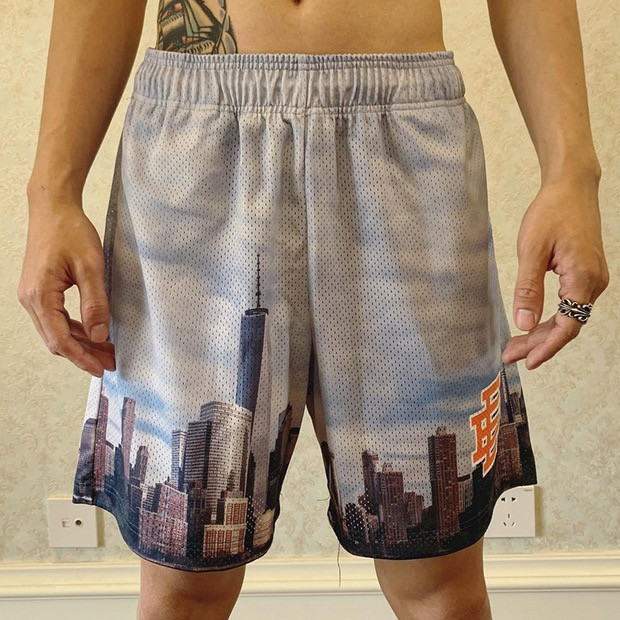 Eric Emanuel EE logo tall buildings shorts