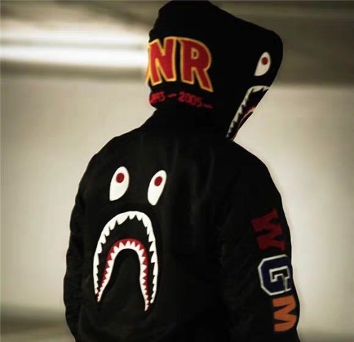 [Buy more Save more]Bape 2021 shark bomber jacket black grey