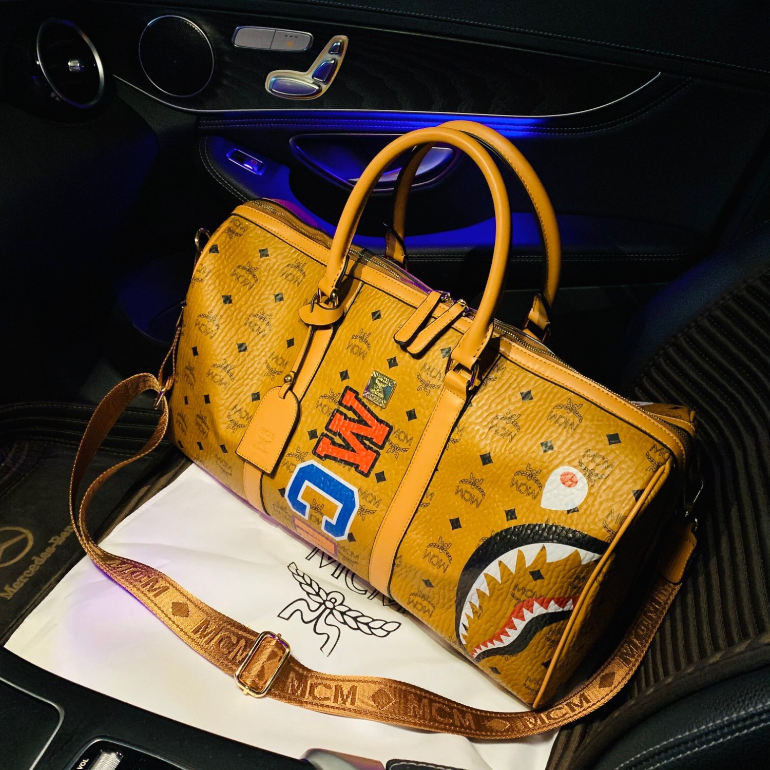 Bape leather duffle bag